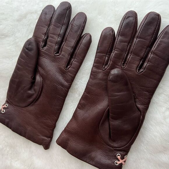 Antonio Murolo Women's Leather Driving Gloves Brown w/Pink Stitching
Size 7 1/2 - Picture 8 of 14